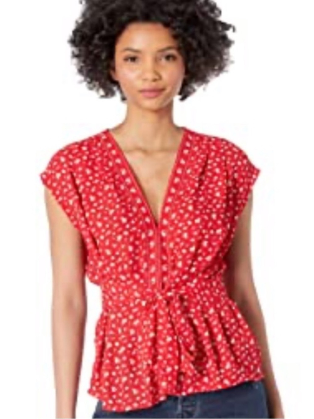 Max Studio Crepe knot front women’s  Red Blouse Size Large